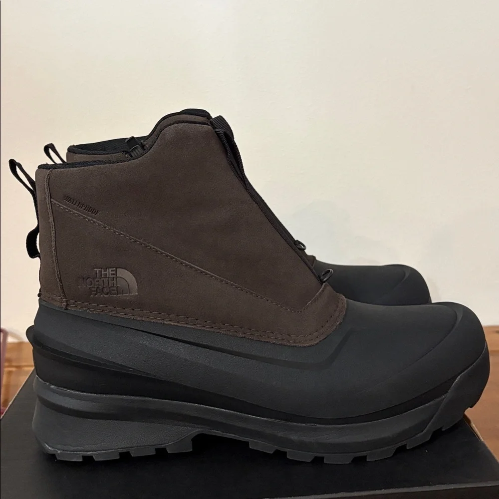 The North Face NIB Chilkat VZip Dark Brown and Black Snow Rain Boots Size 14